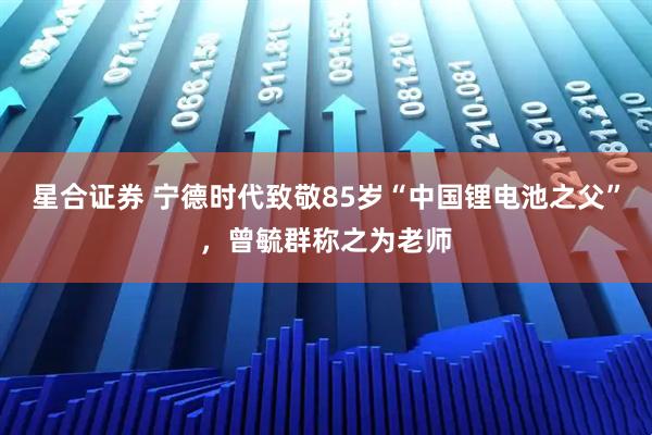 星合证券 宁德时代致敬85岁“中国锂电池之父”，曾毓群称之为老师