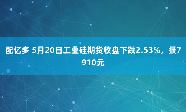 配亿多 5月20日工业硅期货收盘下跌2.53%，报7910元