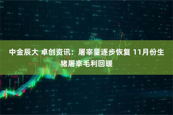 中金辰大 卓创资讯：屠宰量逐步恢复 11月份生猪屠宰毛利回暖